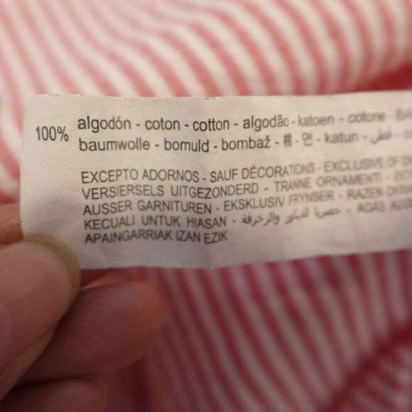 Zara Men M Shirt 100% Cotton Long Sleeve Slim Fit Button Down Striped Red White - Picture 6 of 7